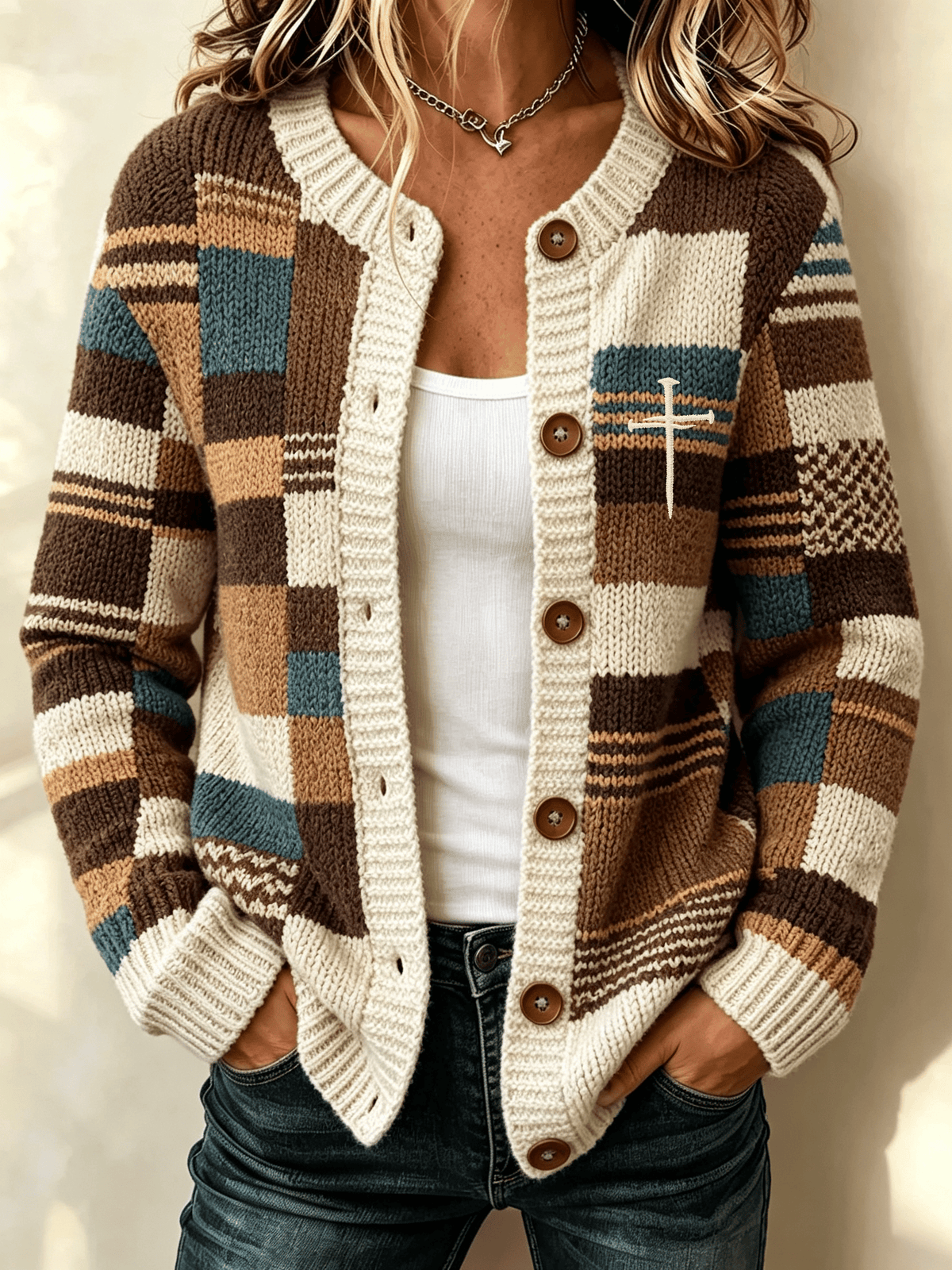Women's Faith Print Knit Cardigan