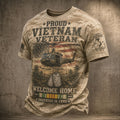 Men's Vietnam Veteran Helicopter Camo Commemorative Print Short Sleeve T-Shirt