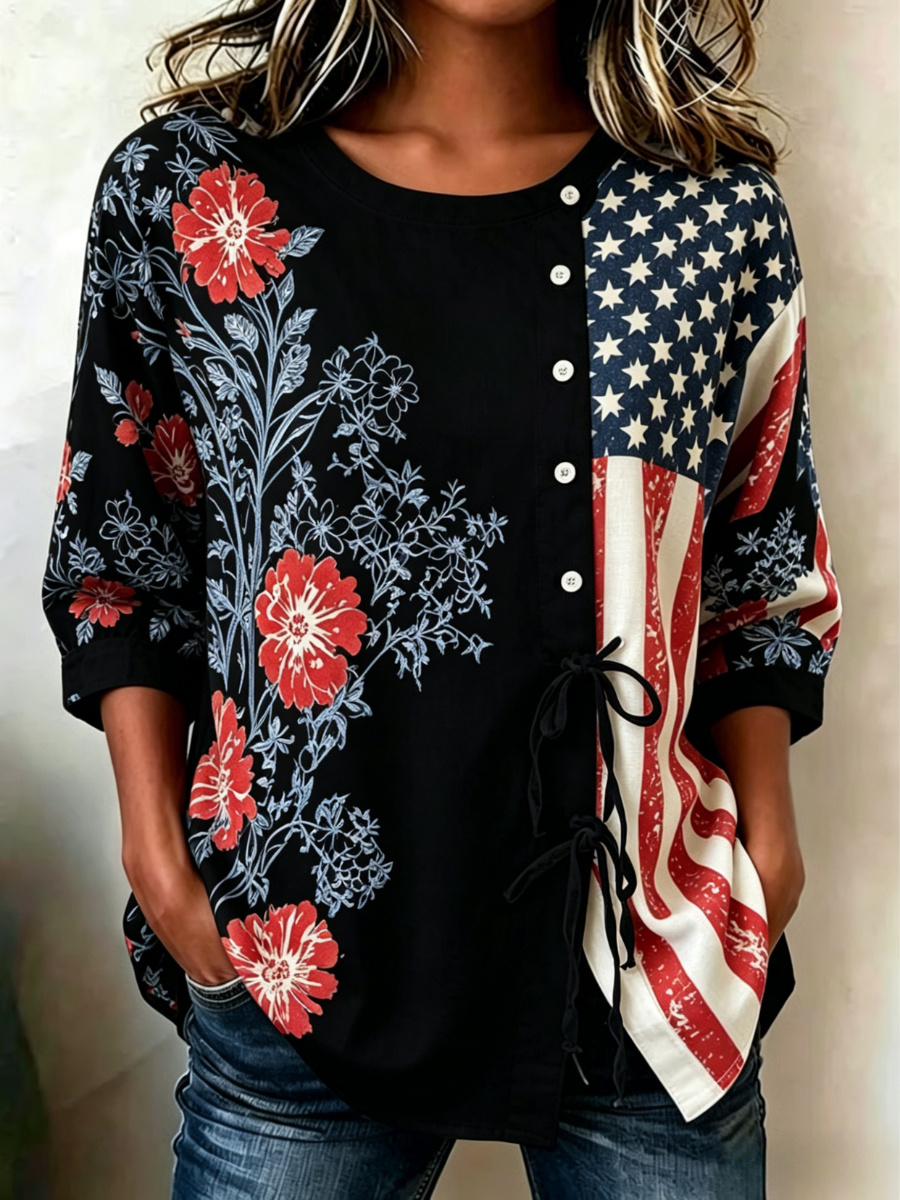 Women's 250th Anniversary Button and Lace Top