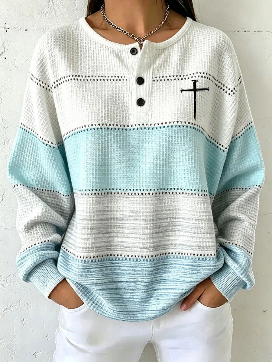 Women's Faith Print Long-Sleeved Knit Top