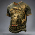 Men's Retro Vietnam Veteran Print Casual T-Shirt