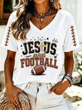 Women's Football And Jesus Faith Print T-shirt