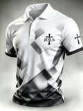 Men's Faith Cross-Print Short-Sleeve Polo Shirt