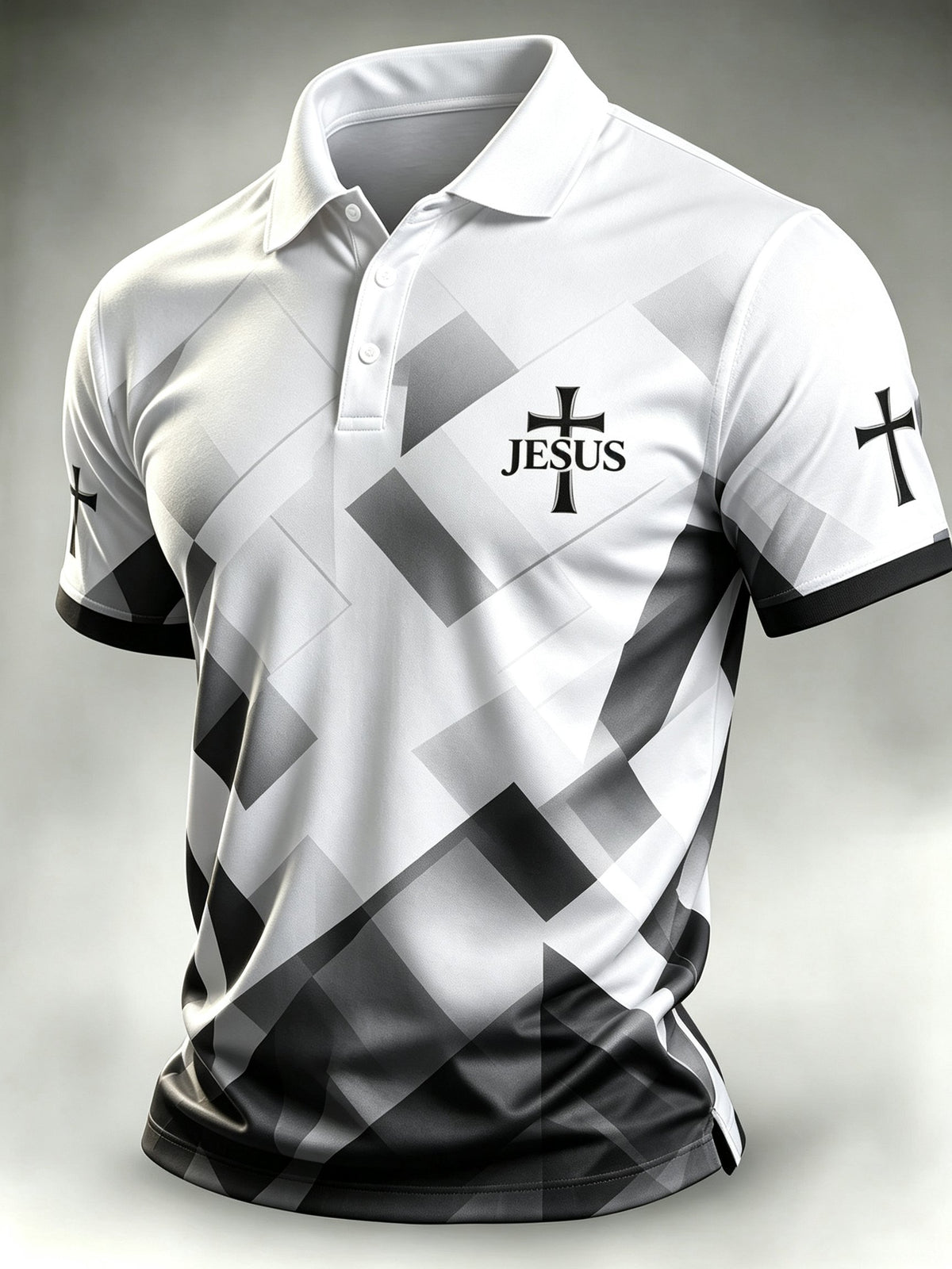 Men's Faith Cross-Print Short-Sleeve Polo Shirt
