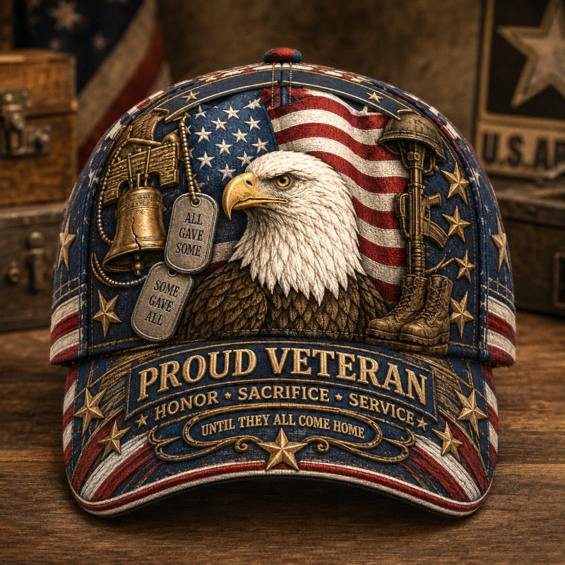 Retro Veteran Print Baseball Cap