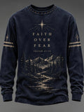 Men's "Faith" Print Crew-Neck Long-Sleeve T-Shirt