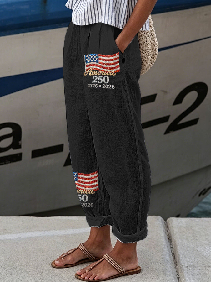 Women'S Flag Printed Casual Pants