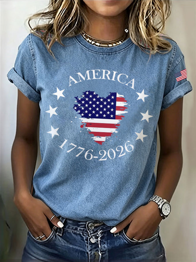 Women's USA Printed Casual T-shirt