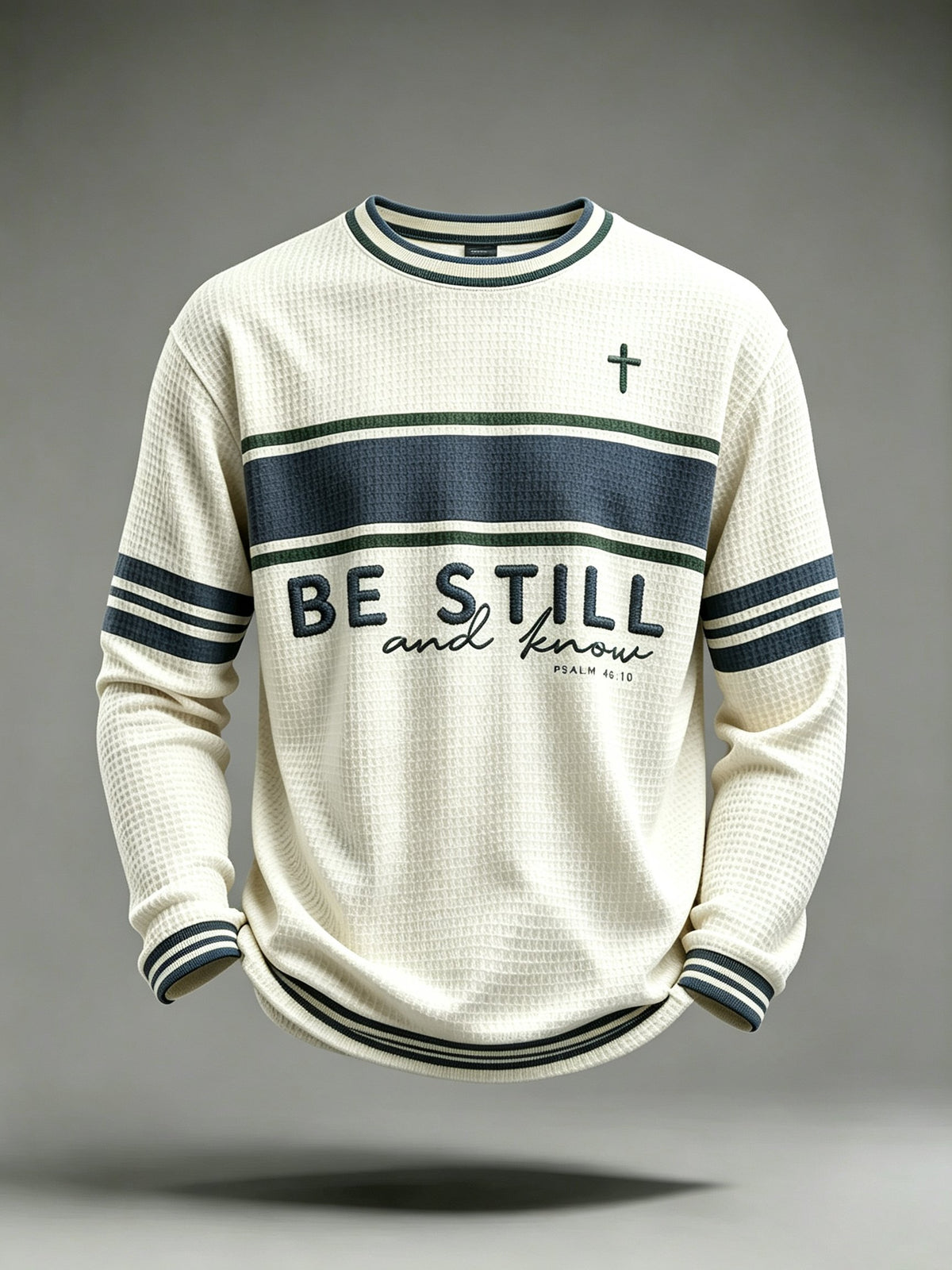 Men's Be Still And Know Psalm 46:10 Printed Waffle-Knit Top