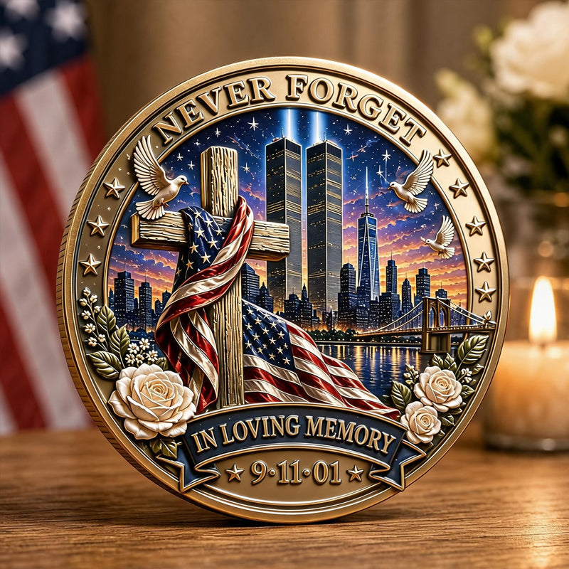 Never Forget 9.11 Memorial Commemorative Metal Medal