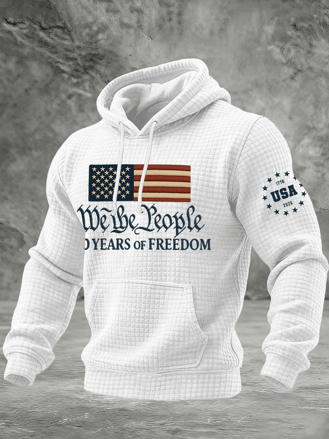 Men's Casual Printed Checkered Hooded Sweatshirt