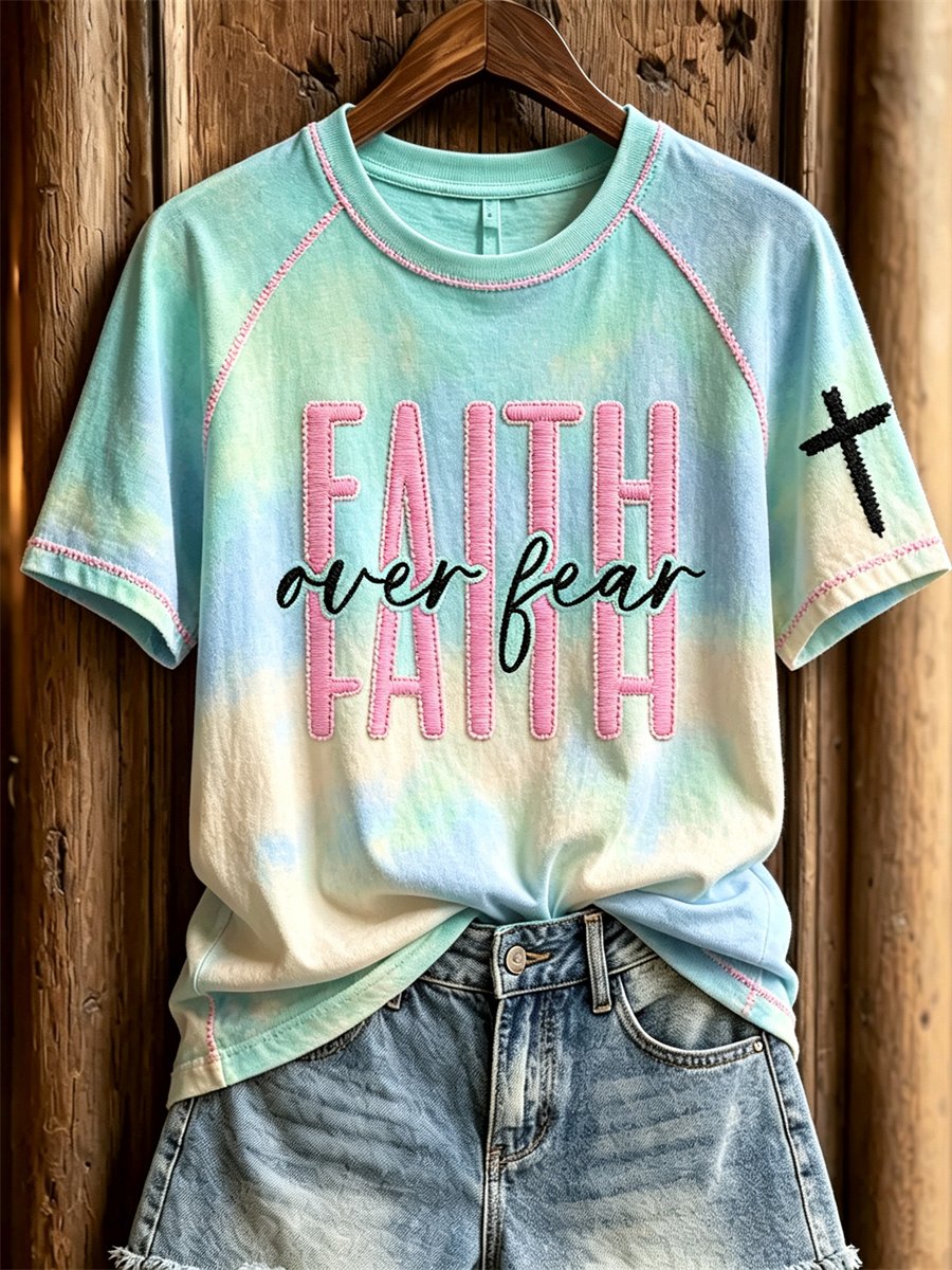 Women's Faith Over Fear Printed Casual Tops
