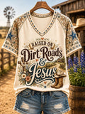 Women's Vintage Western Faith-Print T-Shirt