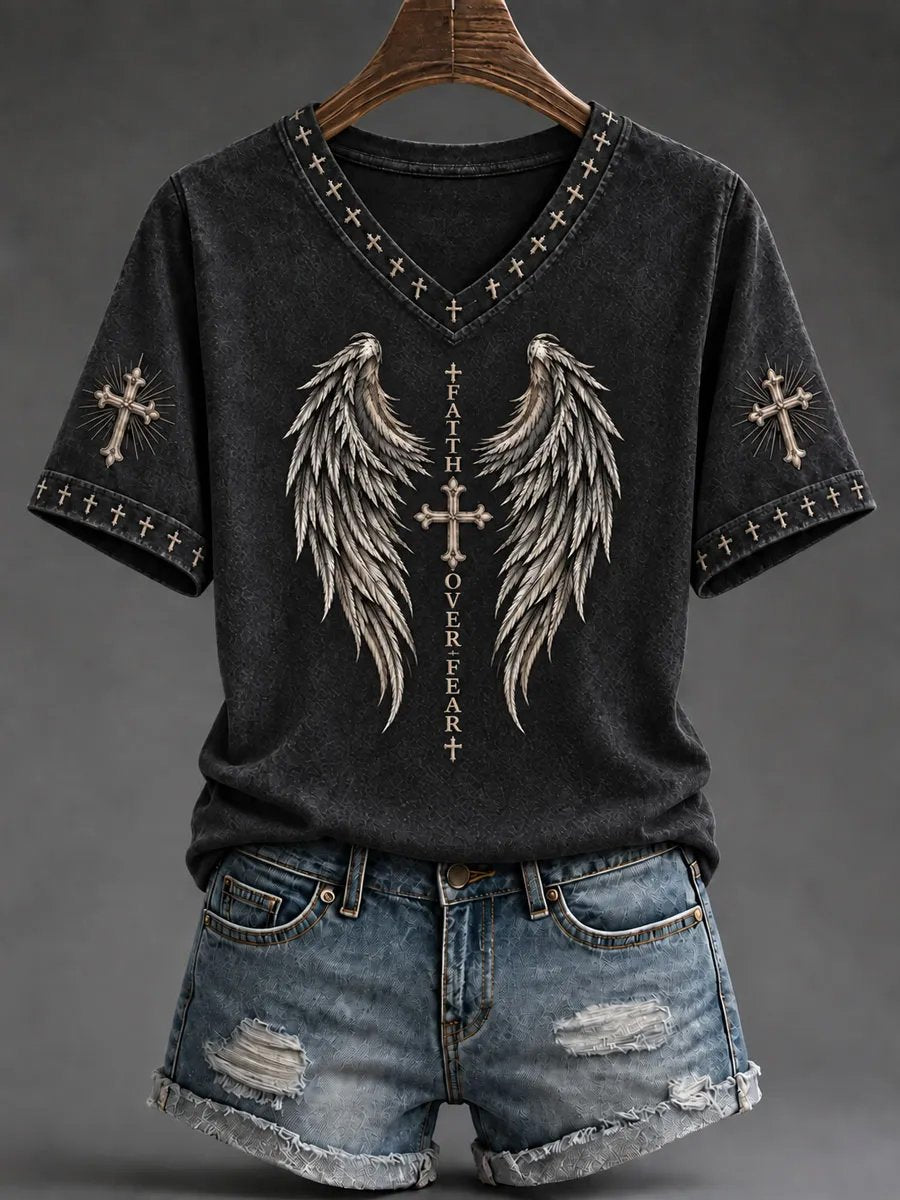 Women's "Faith Over Fear" Faith Print Casual T-Shirt