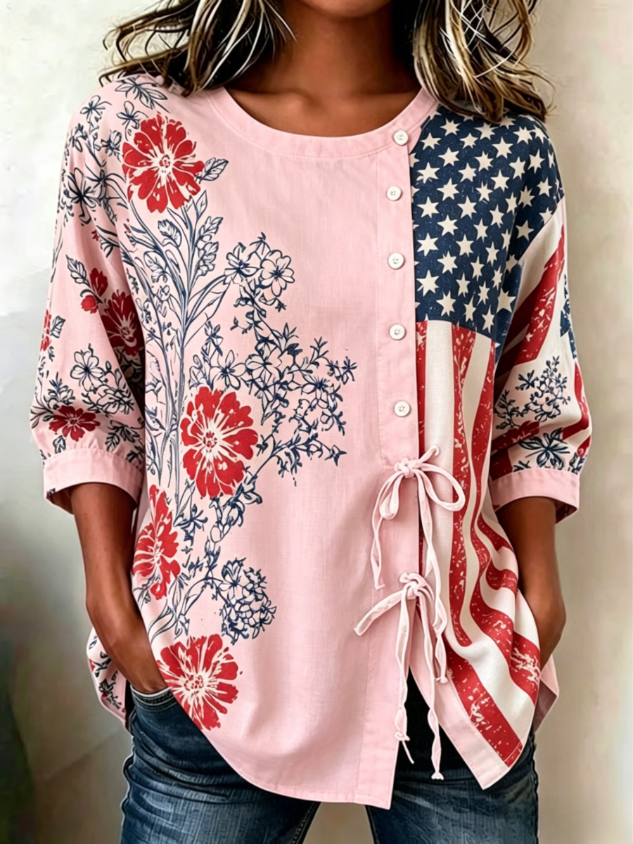 Women's 250th Anniversary Button and Lace Top