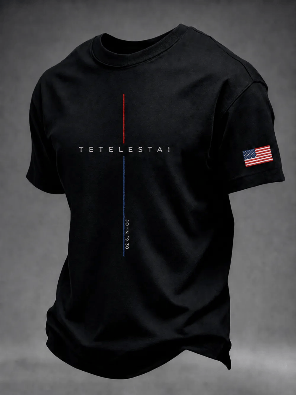 Men'S Faith American Flag Sleeve Printed Round Neck T-Shirt