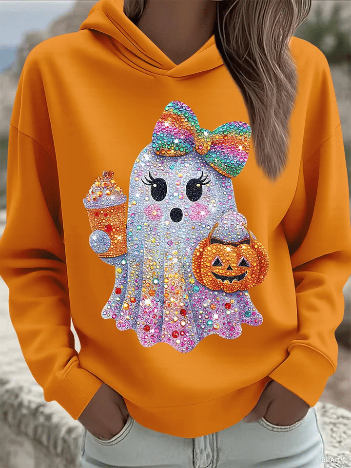 🔥HOT SALE🔥Women's Halloween Pumpkin Ghost Art Print Sweatshirt