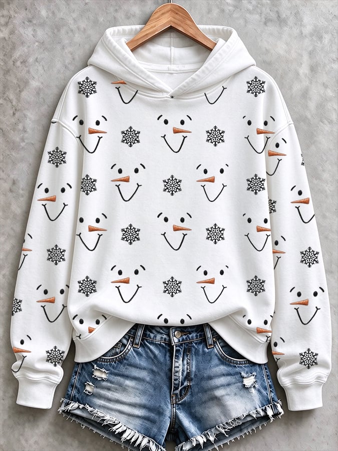 Women's Christmas Snowman Print Long-Sleeve Sweatshirt