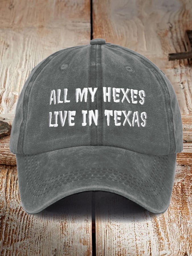 Retro Halloween All My Hexes Live In Texas Print Baseball Cap