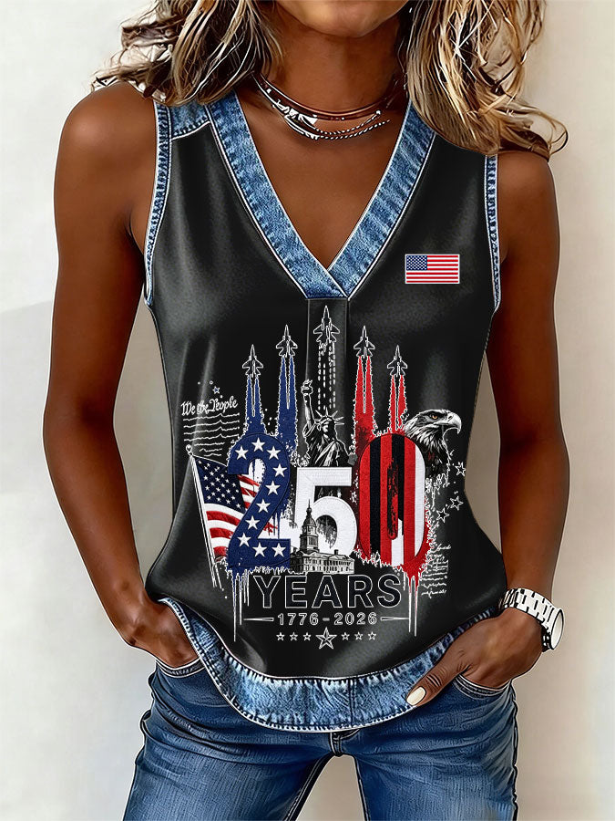 Women'S America Flag Printed Casual Vest