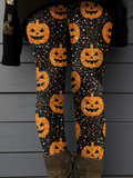 Women's Retro Halloween Pumpkin Face Print Leggings