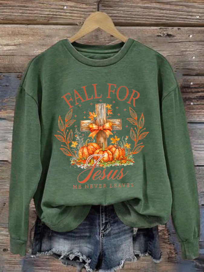 Women's Fall Jesus Print Sweatshirt