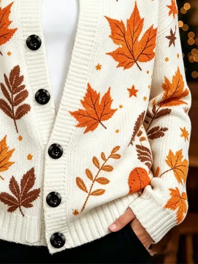 Women's Casual Autumn Printed Cardigan