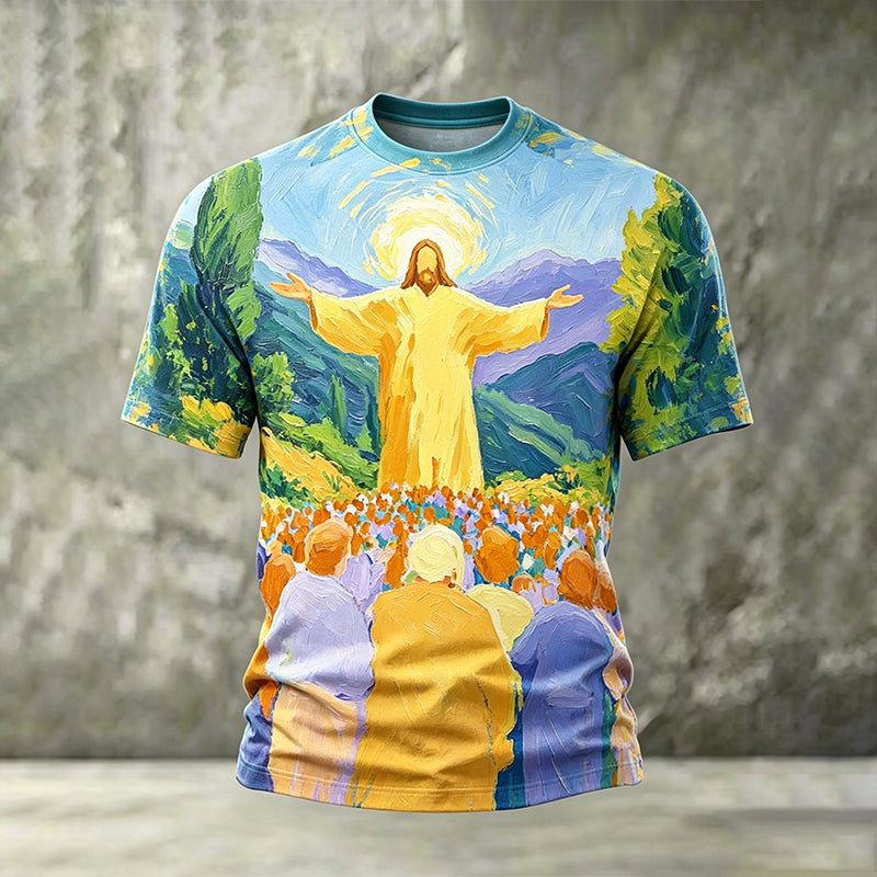 Men's Faith Jesus Printed Casual T-Shirt