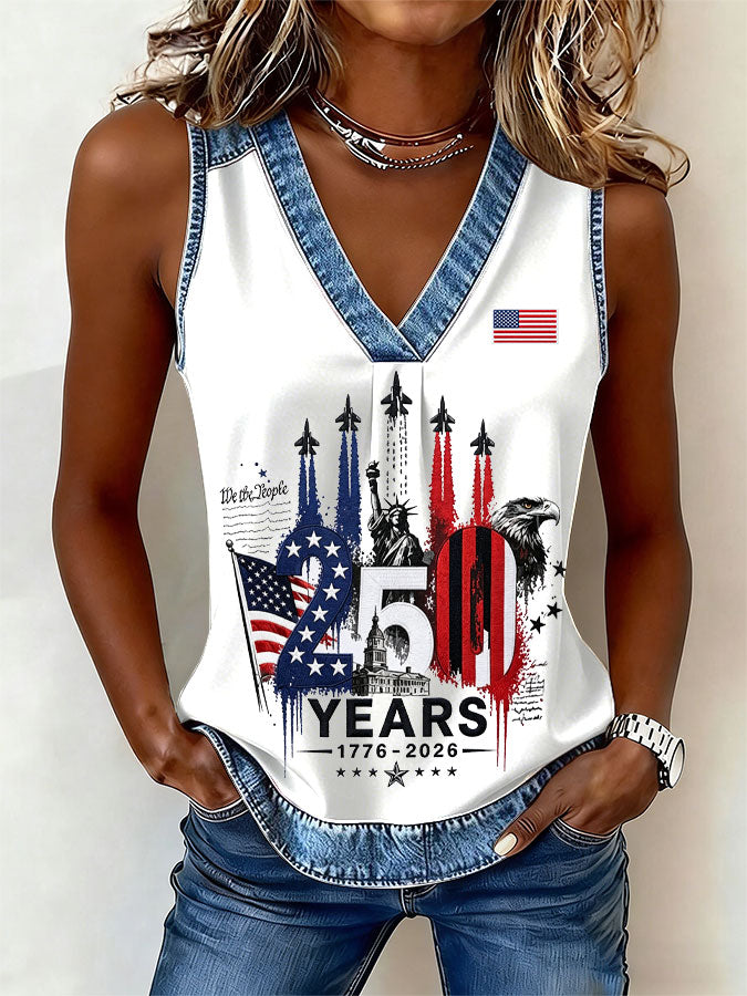 Women'S America Flag Printed Casual Vest