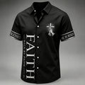Men's Religious Faith Cross Printed Casual Shirt