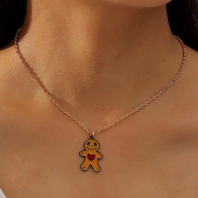 Fashionable And Personalized Creative Pumpkin Devil Bat Grimace Design Necklace