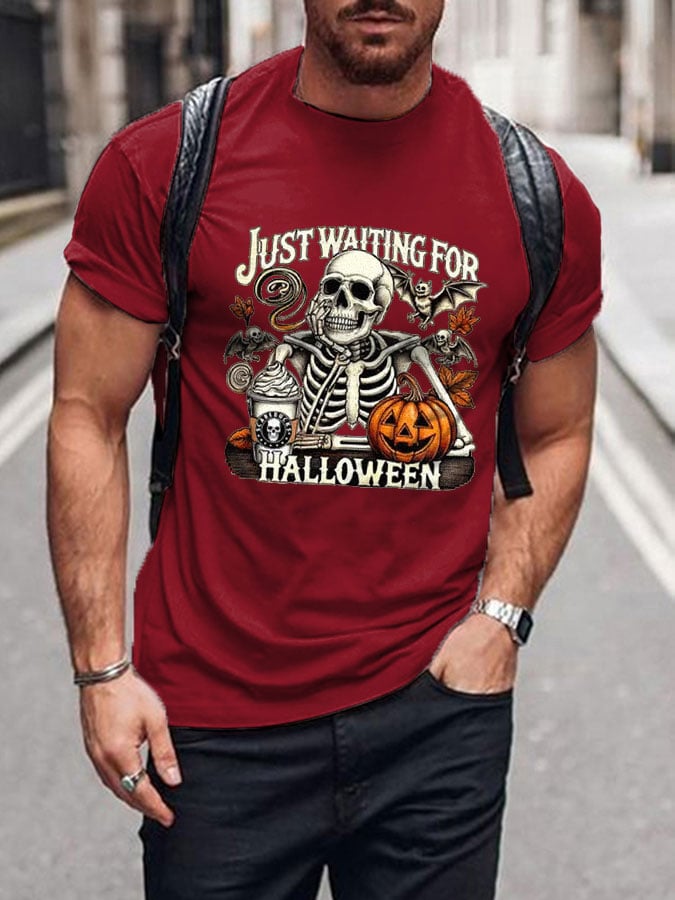 Men's I'm Waiting for Halloween Printed Short Sleeve T-shirt