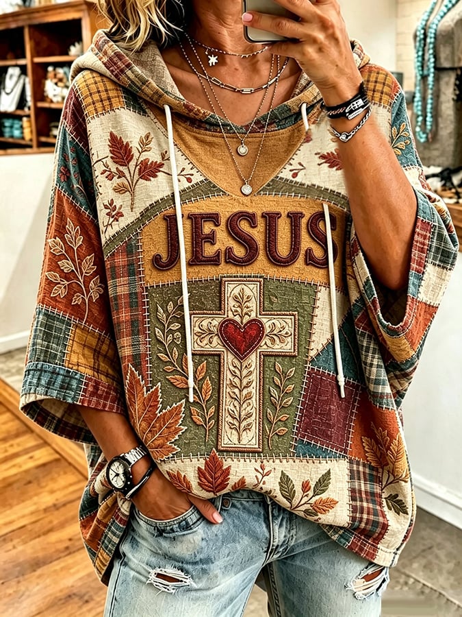 Women's  Fall  Faith  Print Top