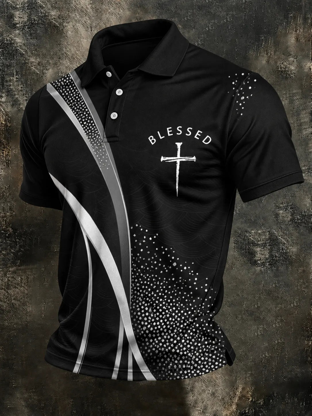 Men'S Retro Faith Printed Lapel Shirt