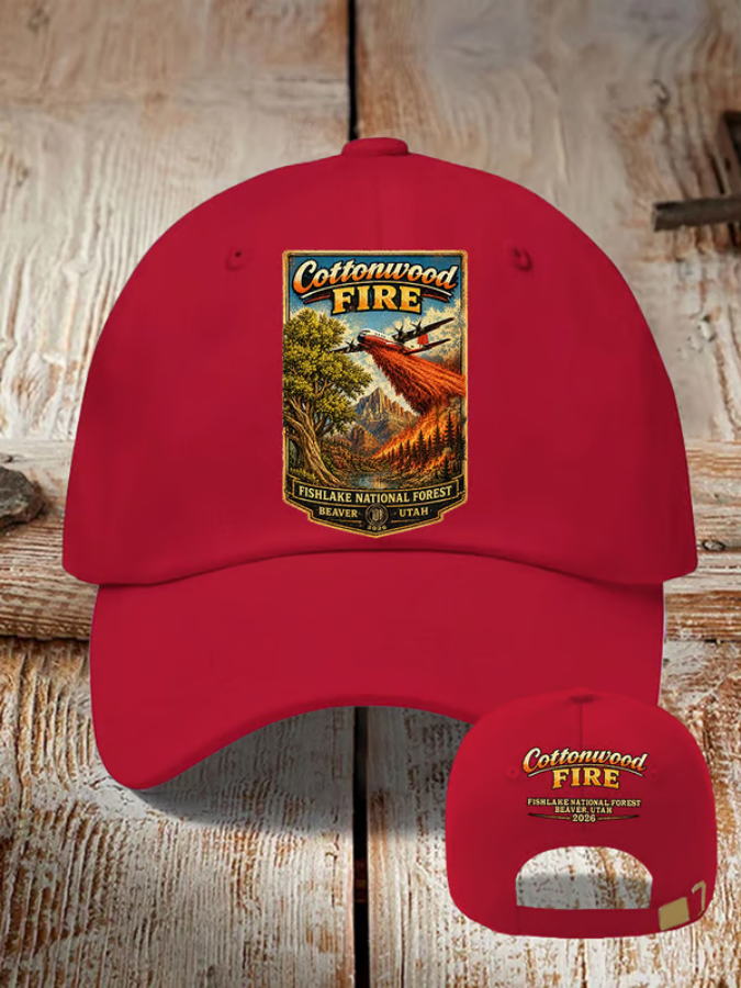 Retro Cottonwood Fire Fishlake National Forest, Beaver, Utah 2026 Print Baseball Cap