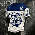Men's Retro Faith Print  Casual T-Shirt