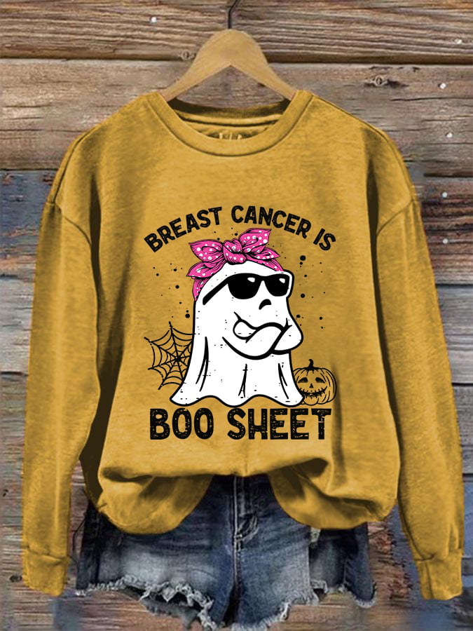 Women's Breast Cancer Is Boo Sheet Printed Sweatshirt