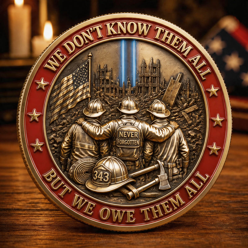 Never Forget 9.11.2001 First Responders Commemorative Metal Medal
