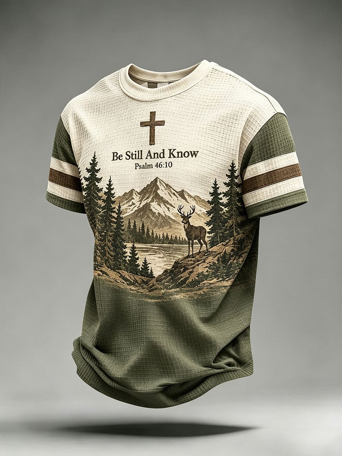 Men's Be Still And Know Psalm 46:10 Printed Waffle Top