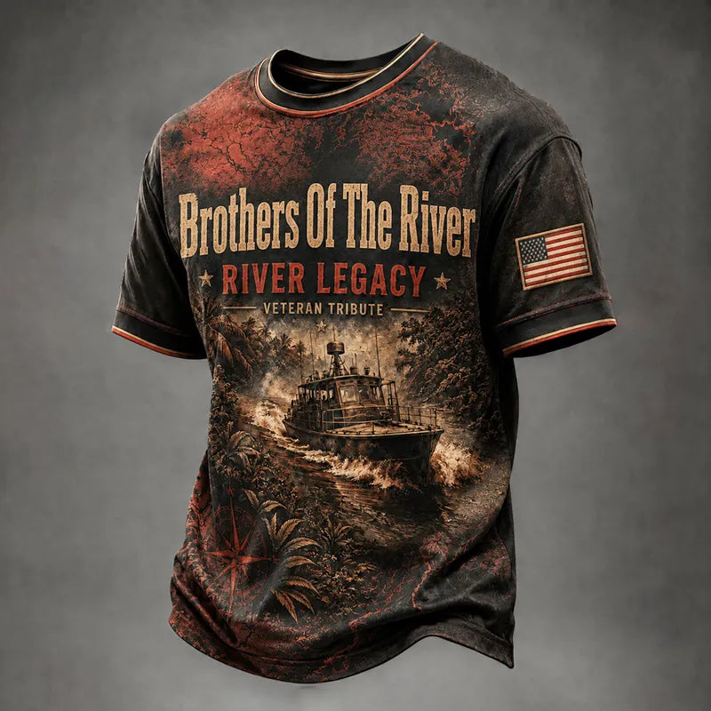 Men's Retro Vietnam Veteran Print Casual T-Shirt