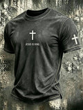 Men's Jesus Is King Print Casual T-shirt