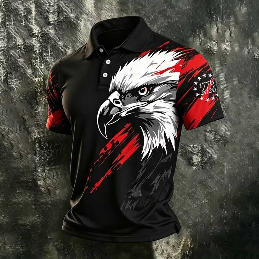 Men's American 250th Anniversary Print Casual Polo Shirt
