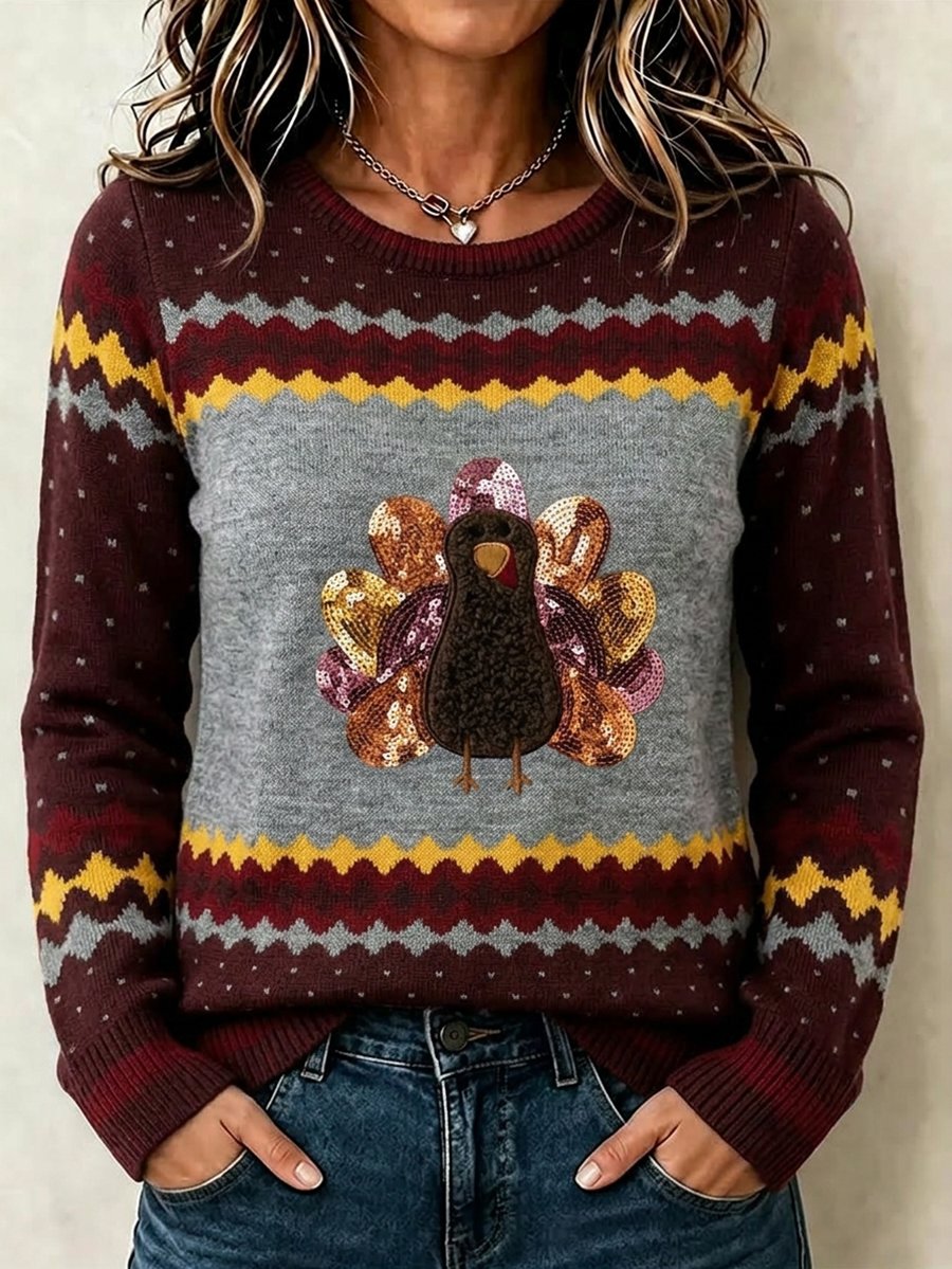 Women's Vintage Thanksgiving Long-Sleeve Top