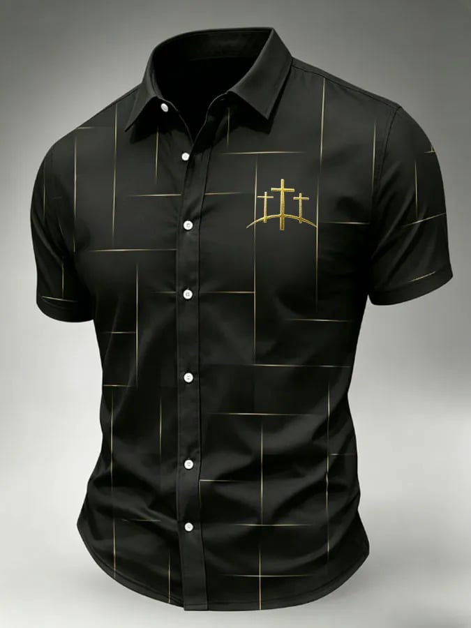 Men's Faith Cross Print Casual Shirt