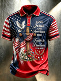 Men's Casual Faith Graphic Print Short Sleeve Polo Shirt