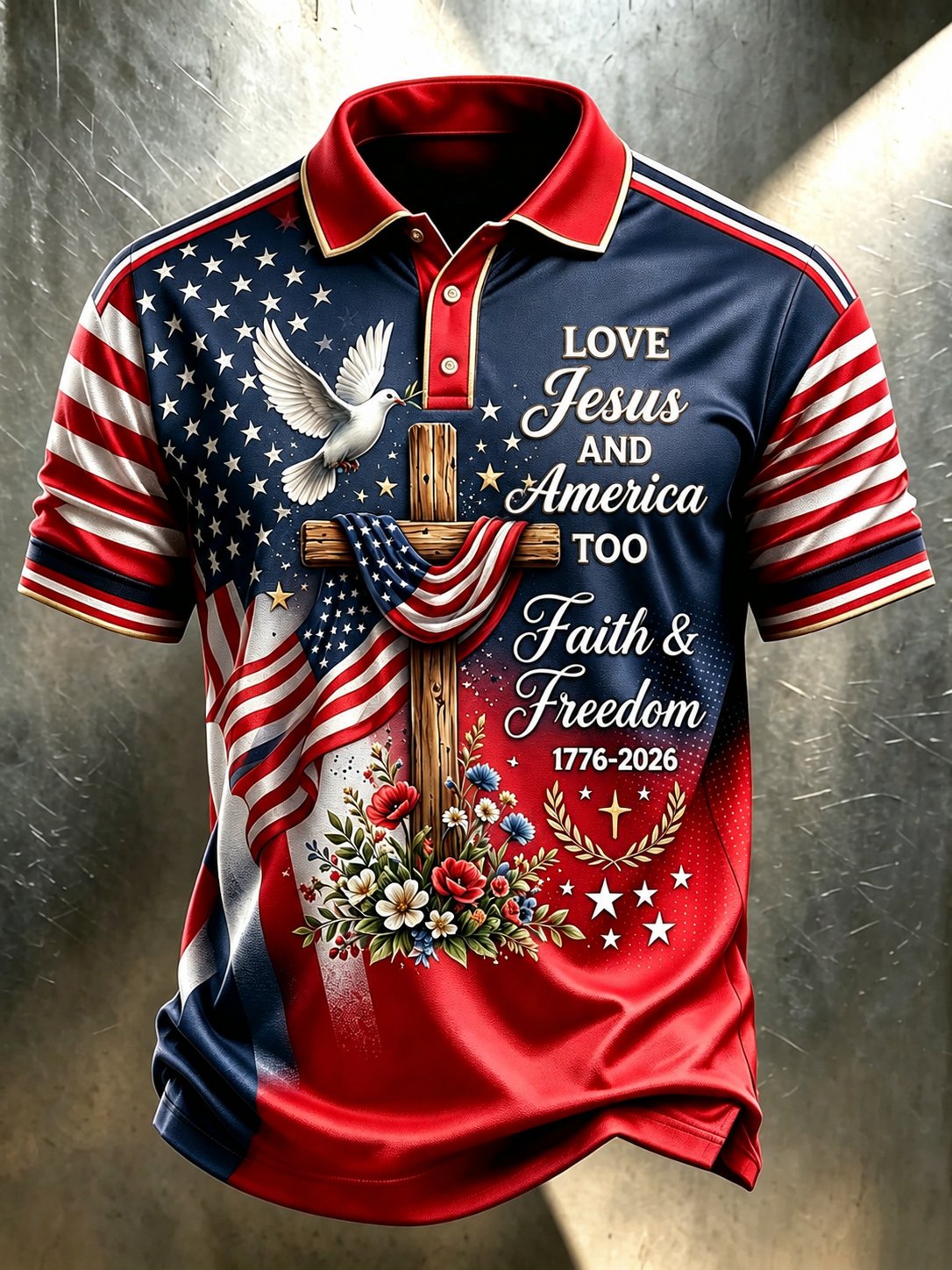 Men's Casual Faith Graphic Print Short Sleeve Polo Shirt