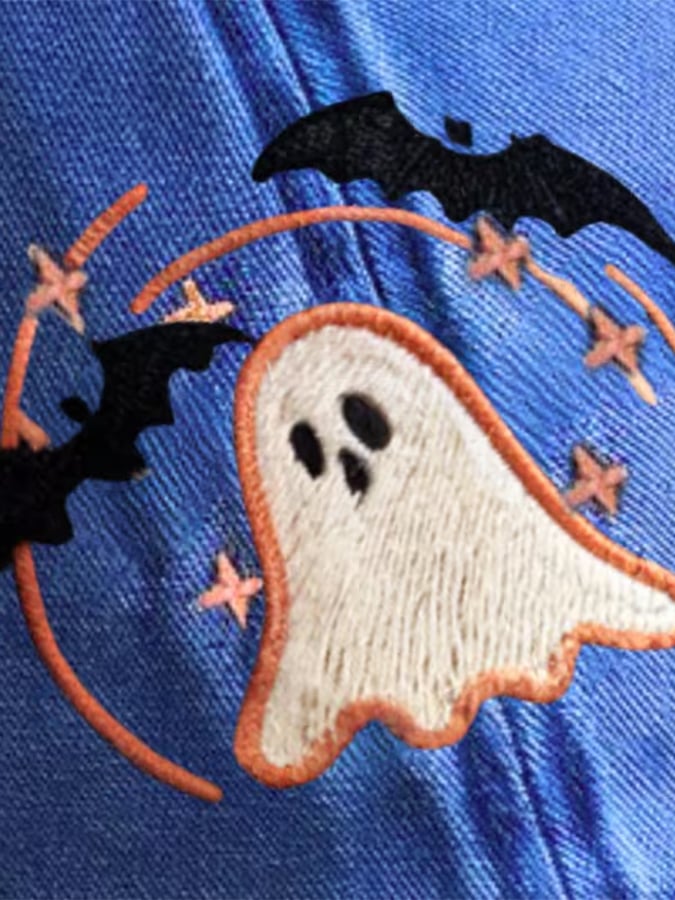 Unisex Embroidered Ghost Print Hat