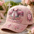Pink Faith Floral Print Baseball Cap