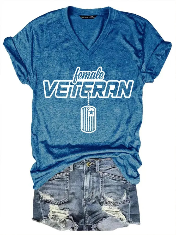 Women's "Female Veteran" Print T-Shirt