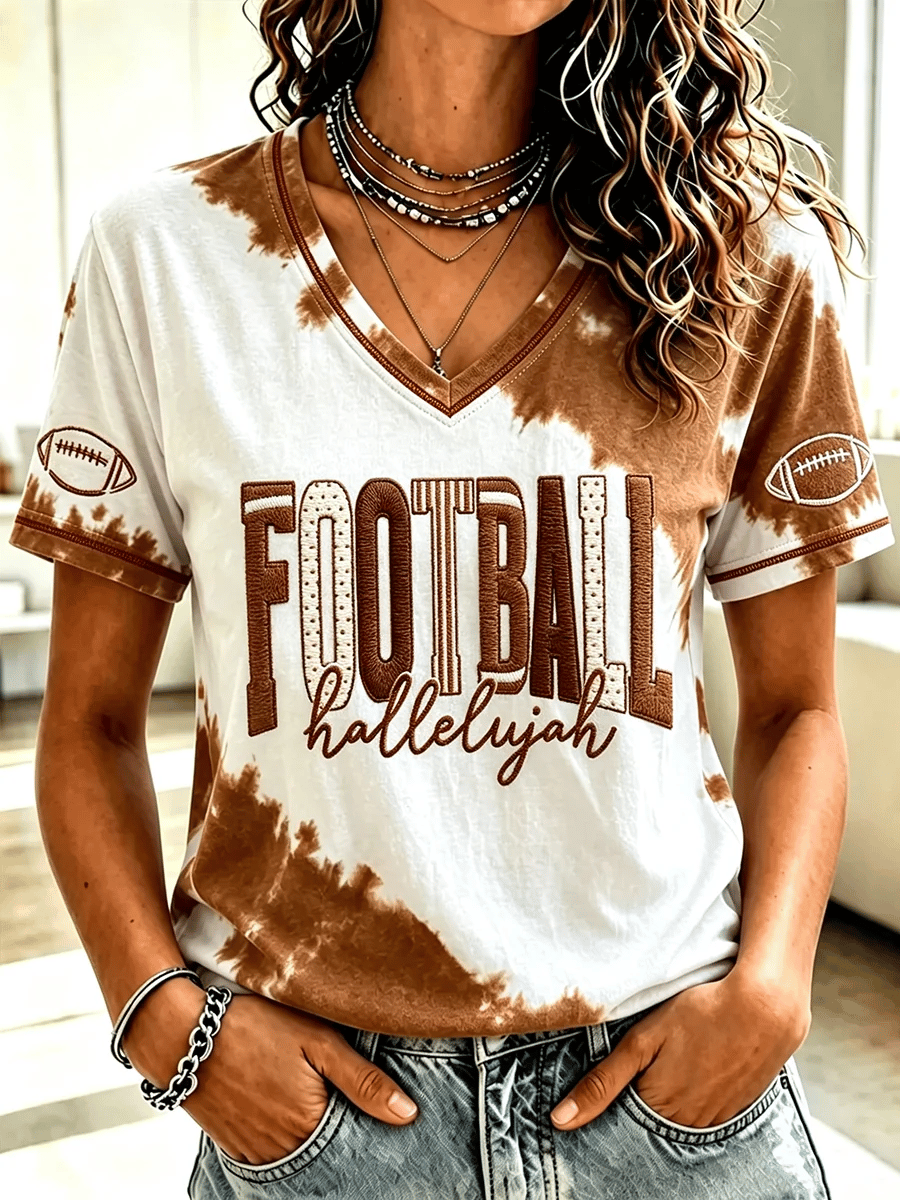 Women's Football And Jesus Faith Printed T-shirt